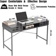 Pemberly Row Large Writing Desk with Drawer USB Ports Charging Station in Black