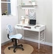 Pemberly Row Large Writing Desk with Drawer USB Ports Charging Station in White