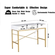 Pemberly Row Large White/Golden Writing Desk with USB Ports Charging Station