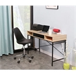 Pemberly Row Writing Desk w/ Drawer USB Ports Charging Station in Oak/Black