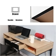 Pemberly Row Writing Desk w/ Drawer USB Ports Charging Station in Oak/Black