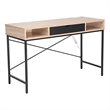 Pemberly Row Writing Desk w/ Drawer USB Ports Charging Station in Oak/Black