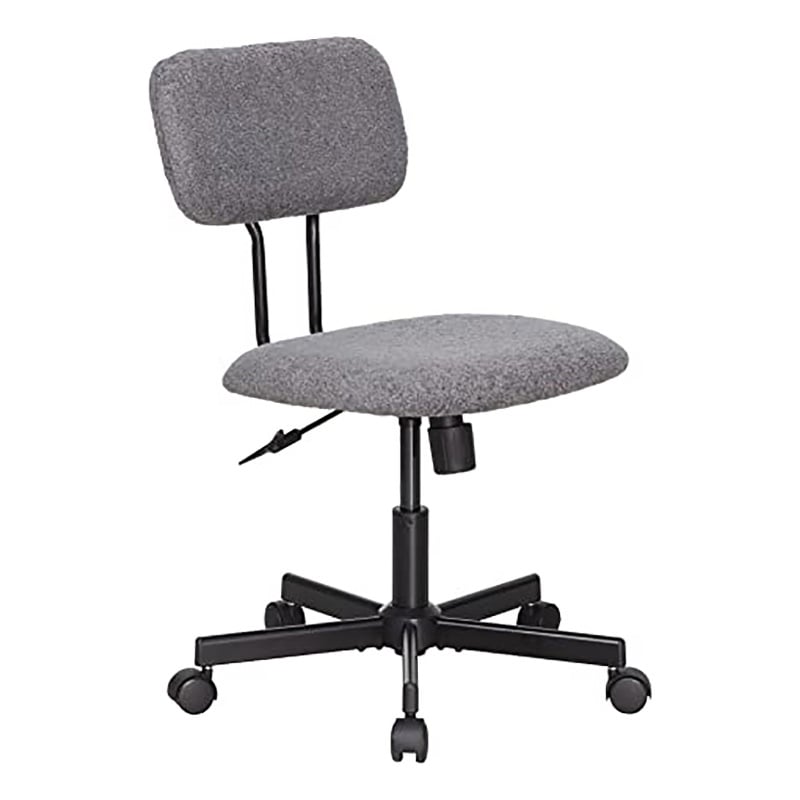 Pemberly Row Low Back Velvet Fabric Armless Home Office Computer Chair in Gray