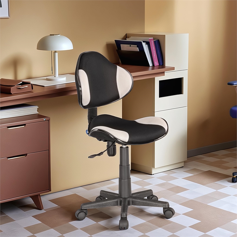 Pemberly Row Low Back Computer Executive Chair with Large Base and Pads in Gray