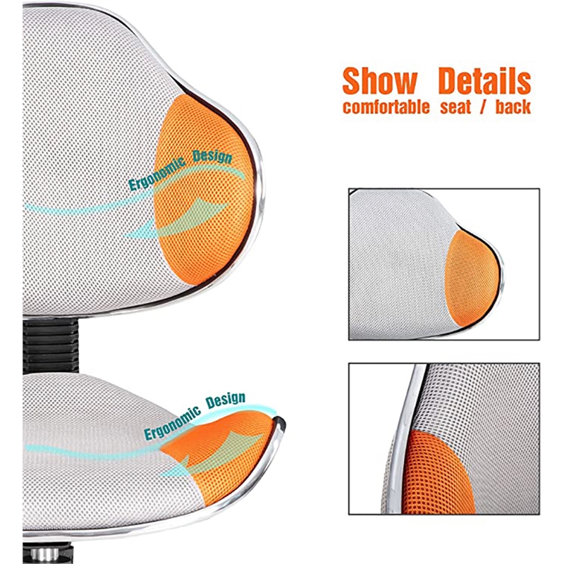 Pemberly Row Low Back Computer Executive Chair with Large Base & Pads in Orange