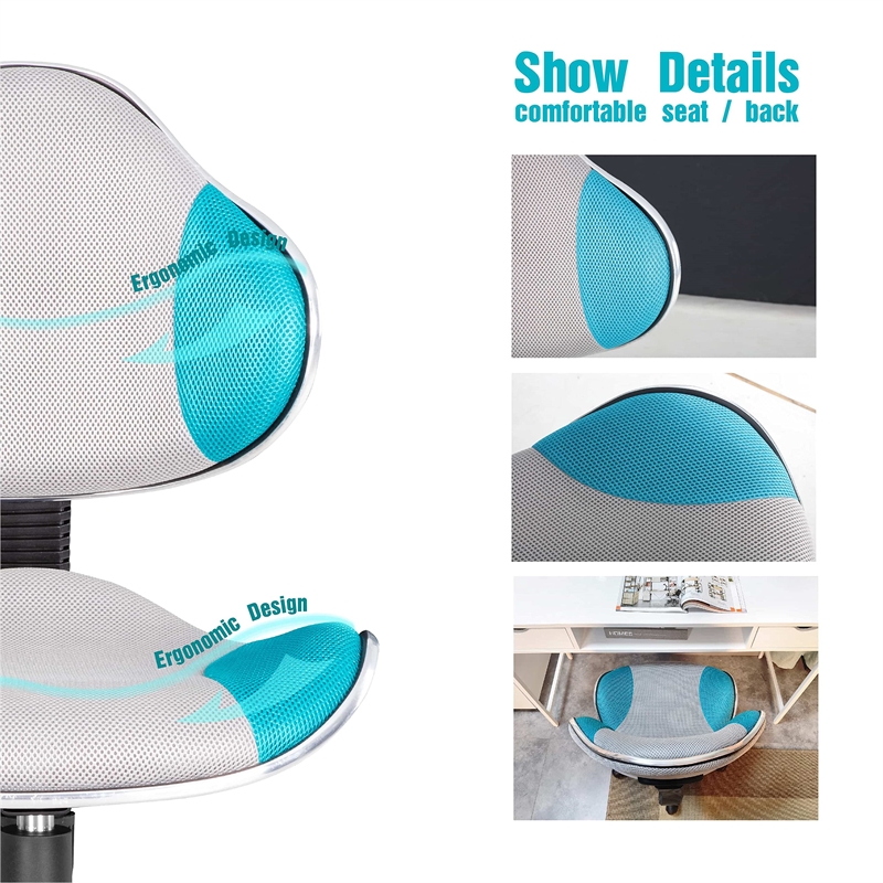 Pemberly Row Low Back Computer Executive Chair w/ Large Base and Pads in Blue