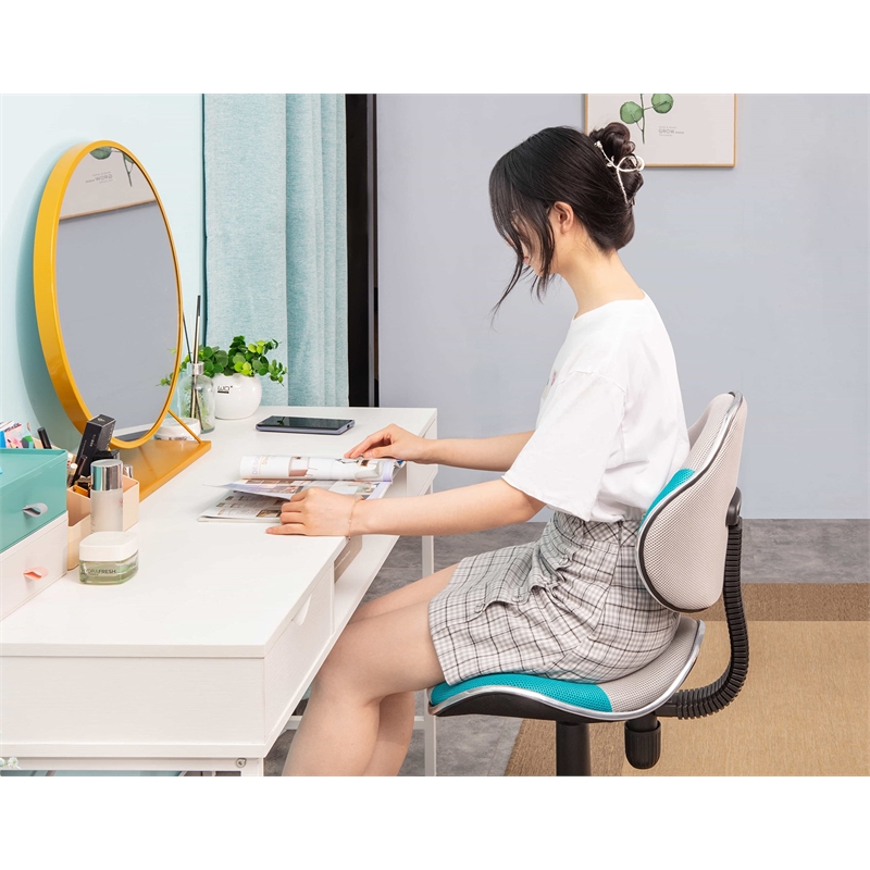 Pemberly Row Low Back Computer Executive Chair w/ Large Base and Pads in Blue