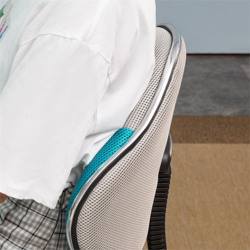 Pemberly Row Low Back Computer Executive Chair w/ Large Base and Pads in Blue