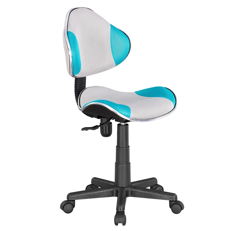Pemberly Row Low Back Computer Executive Chair w/ Large Base and Pads in Blue