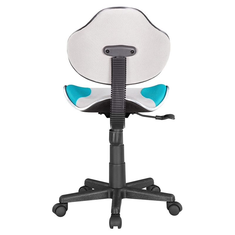 Pemberly Row Low Back Computer Executive Chair w/ Large Base and Pads in Blue