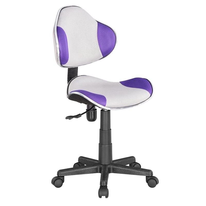 Pemberly Row Low Back Purple/Gray Computer Executive Chair w/ Large Base & Pads