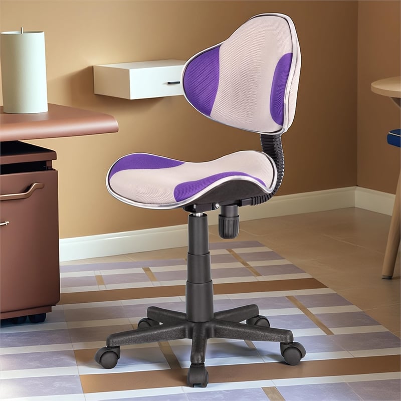 Pemberly Row Low Back Purple/Gray Computer Executive Chair w/ Large Base & Pads