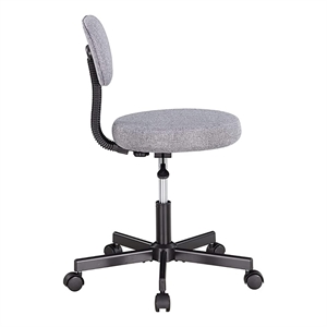Pemberly Row Low Back Armless Computer Chair with Thick Seat Cushion Pad in Gray