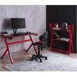 Pemberly Row 3-Tier Engineered Wood & Metal Gaming Console Storage Shelf in Red