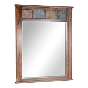 Pemberly Row 40&quot Petite Traditional Wood Mirror in Dark Chocolate