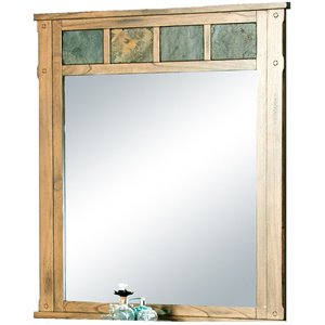 Pemberly Row 40&quot Petite Traditional Wood Mirror in Rustic Oak