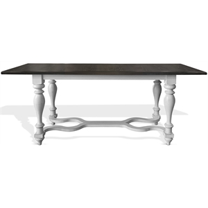 Pemberly Row Traditional 84&quot Wood Friendship Table in White/Dark Brown