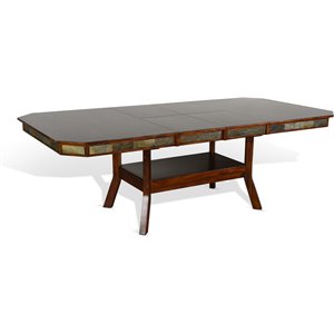 Pemberly Row 44&quot Traditional Wood Extension Table in Dark Chocolate