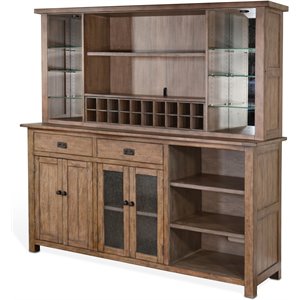 Pemberly Row 80&quot Transitional Wood Buffet and Hutch in Taupe Brown