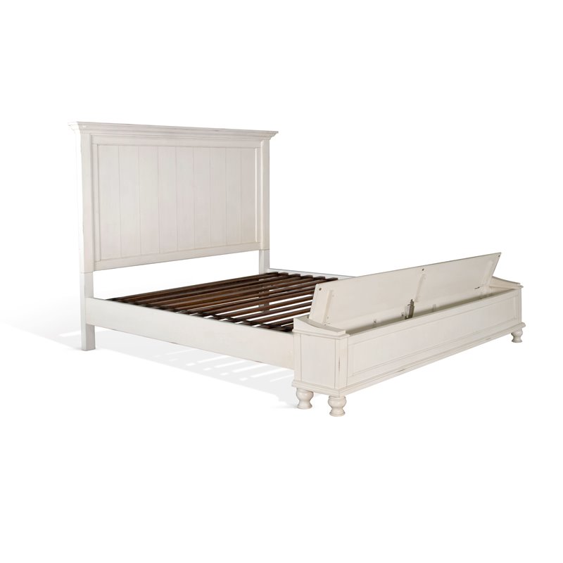 Pemberly Row Storage Footboard Eastern King Bed in Off White