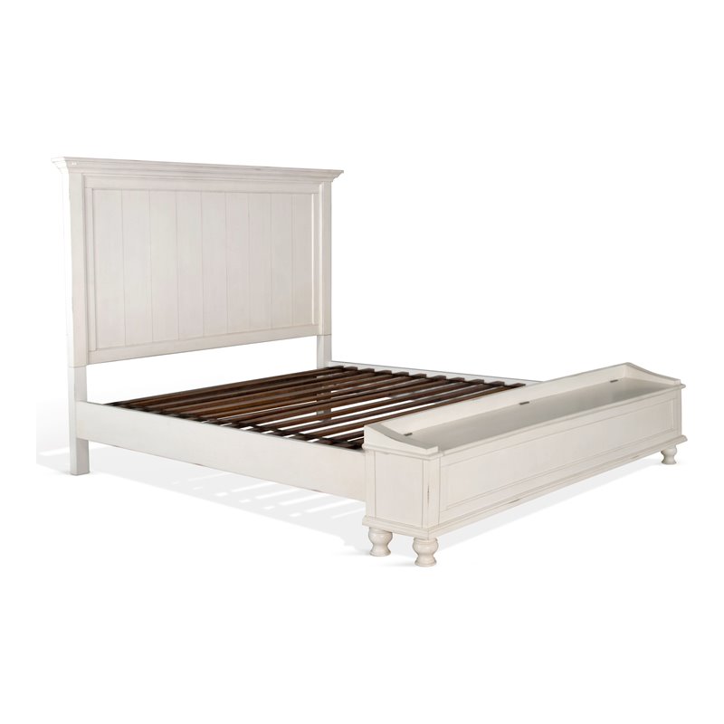 Pemberly Row Storage Footboard Eastern King Bed in Off White