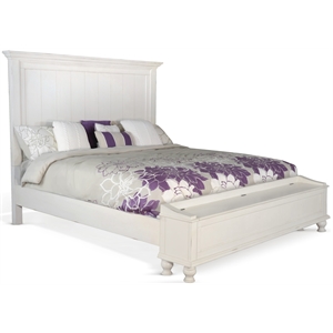 Pemberly Row Storage Footboard Eastern King Bed in Off White