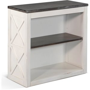 Pemberly Row European Cottage 30&quot Farmhouse Wood Bookcase in Dark Brown/White