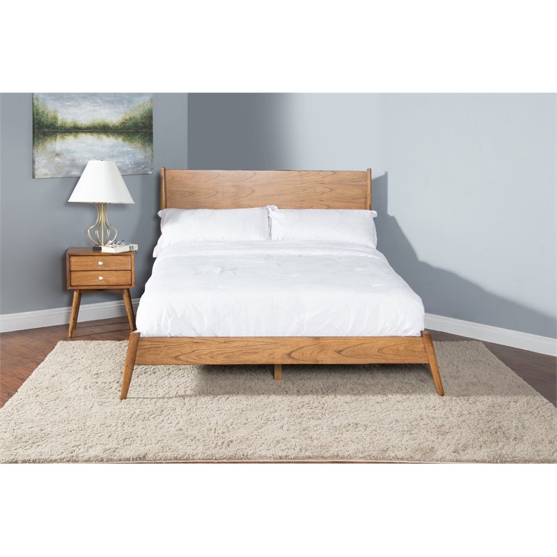 Pemberly Row Wood Contemporary Queen Panel Bed in Cinnamon Finish