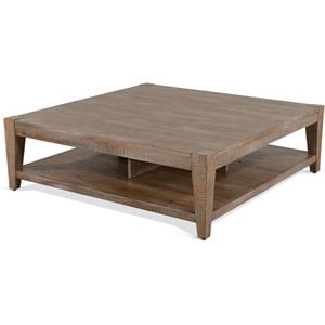 Pemberly Row 48&quot Modern Mindi Wood Cocktail Table in Weathered Brown
