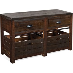 Pemberly Row 50&quot Mahogany Wood & Metal Sofa Table in Tobacco Leaf