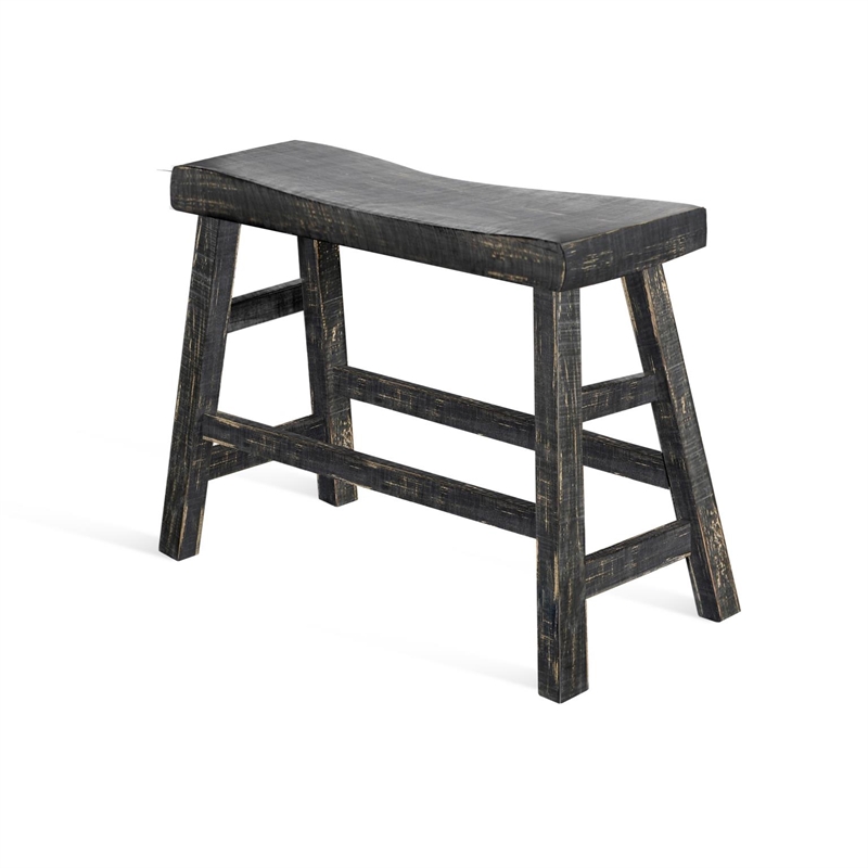 Pemberly Row Contemporary Wood Coastal Black Finish Sand Counter Table