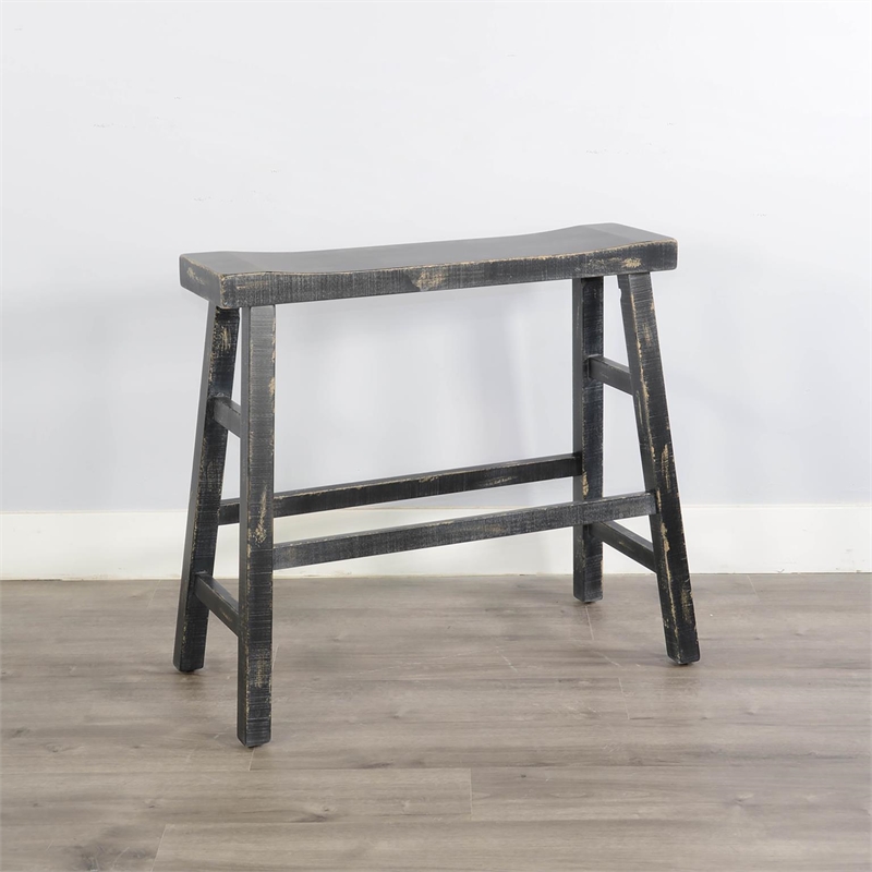 Pemberly Row Contemporary Wood Coastal Black Finish Sand Counter Table