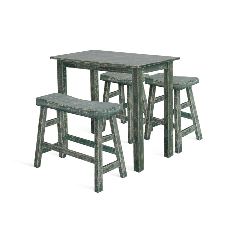 Pemberly Row Contemporary Wood Coastal Sea Grass Green Pub Table