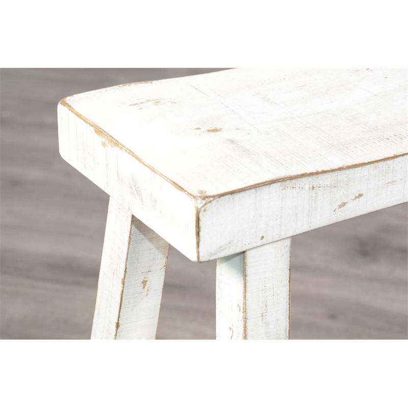Pemberly Row Contemporary Wood Coastal White Sand Counter Table