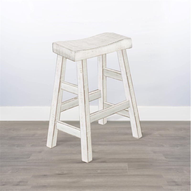 Pemberly Row Contemporary Wood Coastal White Sand Counter Table