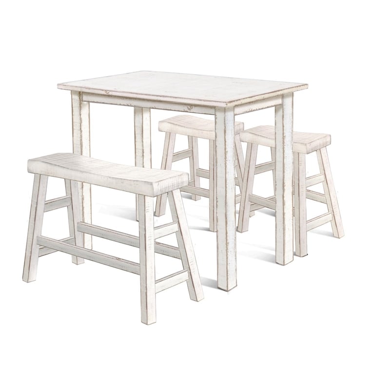 Pemberly Row Contemporary Wood Coastal White Sand Counter Table