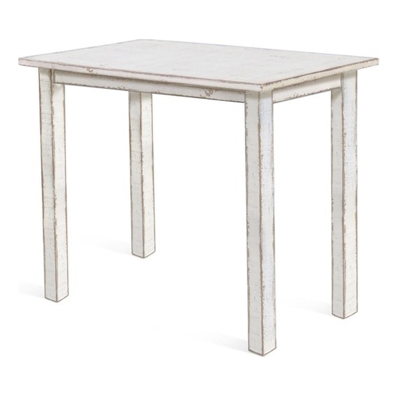 Pemberly Row Contemporary Wood Coastal White Sand Counter Table