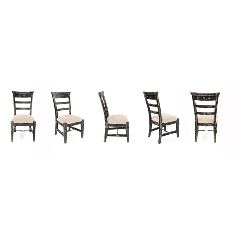 Pemberly Row Black Sand Side Chair with Cushion Seat (Set of 2)