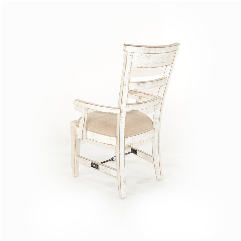 Pemberly Row White Sand Arm Chair with Cushion Seat (Set of 2)
