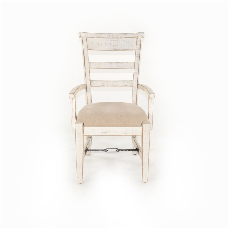 Pemberly Row White Sand Arm Chair with Cushion Seat (Set of 2)