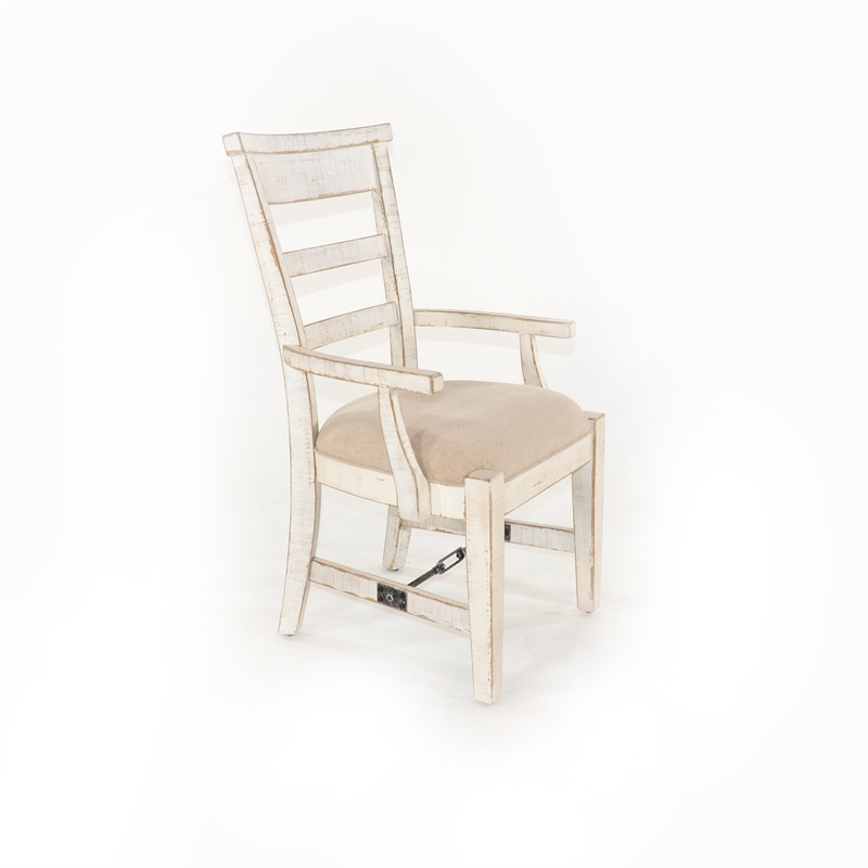 Pemberly Row White Sand Arm Chair with Cushion Seat (Set of 2)