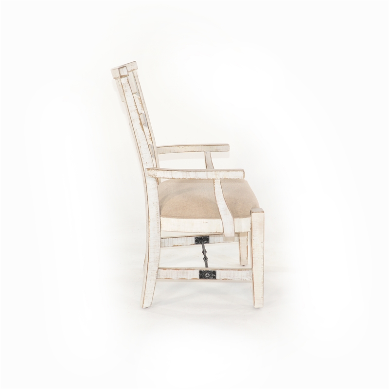 Pemberly Row White Sand Arm Chair with Cushion Seat (Set of 2)