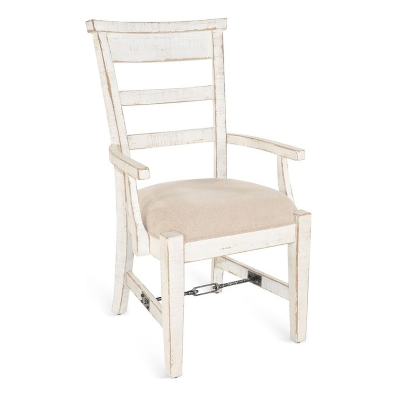 Pemberly Row White Sand Arm Chair with Cushion Seat (Set of 2)