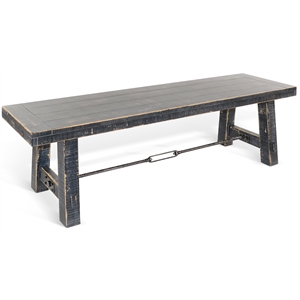 Pemberly Row Traditional Black Sand 64&quot Wood Bench with Turnbuckle