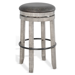 Pemberly Row Grey 30&quotH Swivel Wood Stool with Cushion Seat (Set of 2)