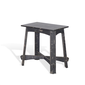 Pemberly Row Farmhouse Mahogany Wood Chair Side Table in Black Sand