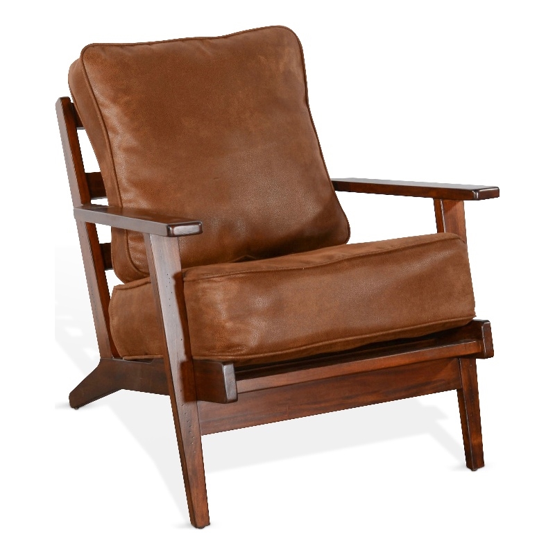 Pemberly Row Mahogany Accent Chair with Cushions in Dark Chocolate