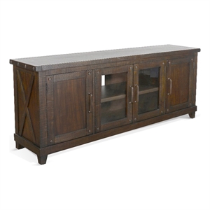 Pemberly Row 74&quot Traditional Mahogany Media Console in Raisin/Brown