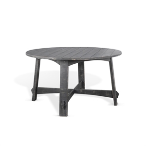 Pemberly Row 54&quot Round Farmhouse Mahogany Dining Table in Black Sand