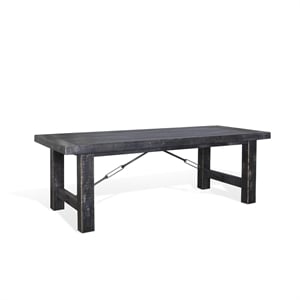 Pemberly Row Farmhouse Mahogany Wood Extension Table in Black Sand